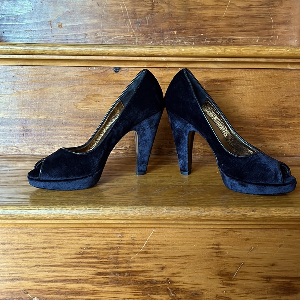 Coach Diedra velvet peep toe heels